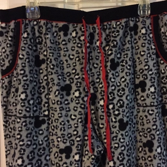 MICKEY Mouse snow leopard lounge/jogger red drawstring pant Gray/blk/wht red XL - Picture 1 of 10